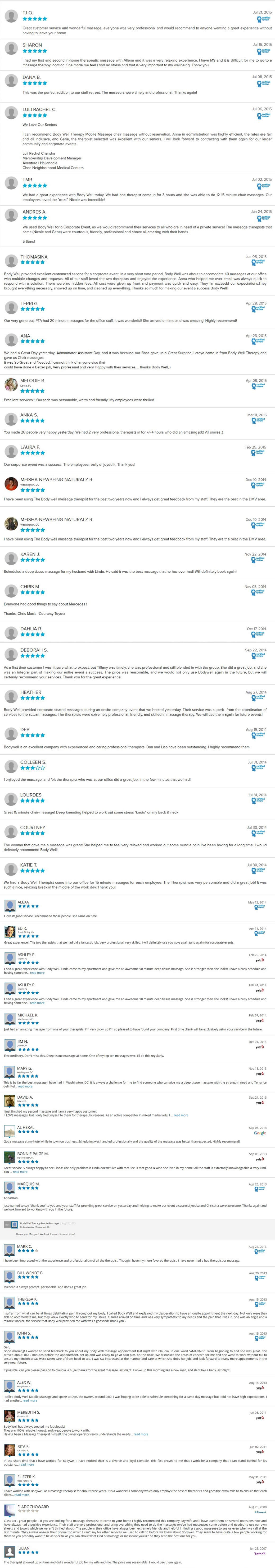 Mobile Massage Reviews Testimonials